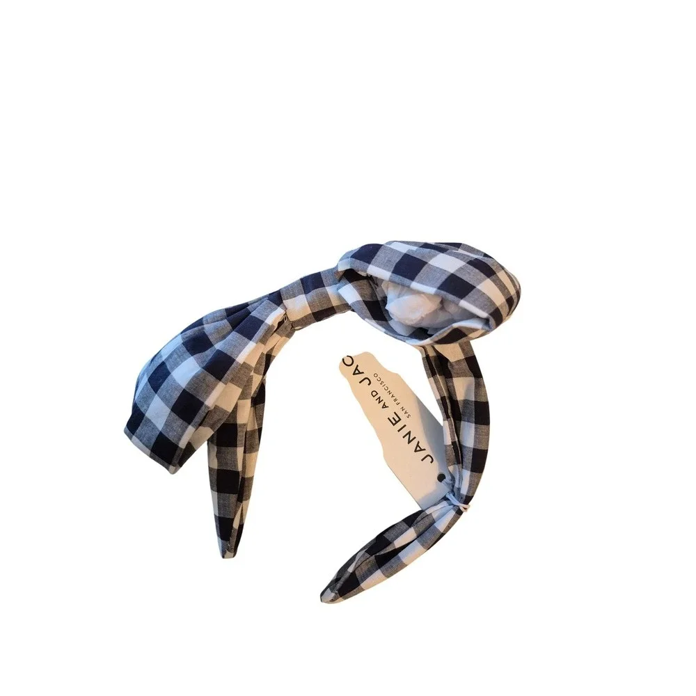 Janie and Jack Girls Bow Headband Checkered Plaid Hair Accessory Cute